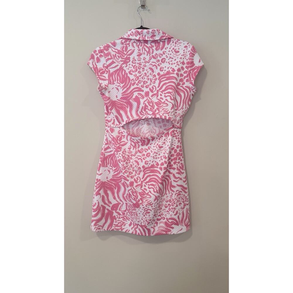Lilly Pulitzer Rayna Get Spotted Pink Lion Dress Cut Out Back Size Small 3068 - Picture 3 of 10